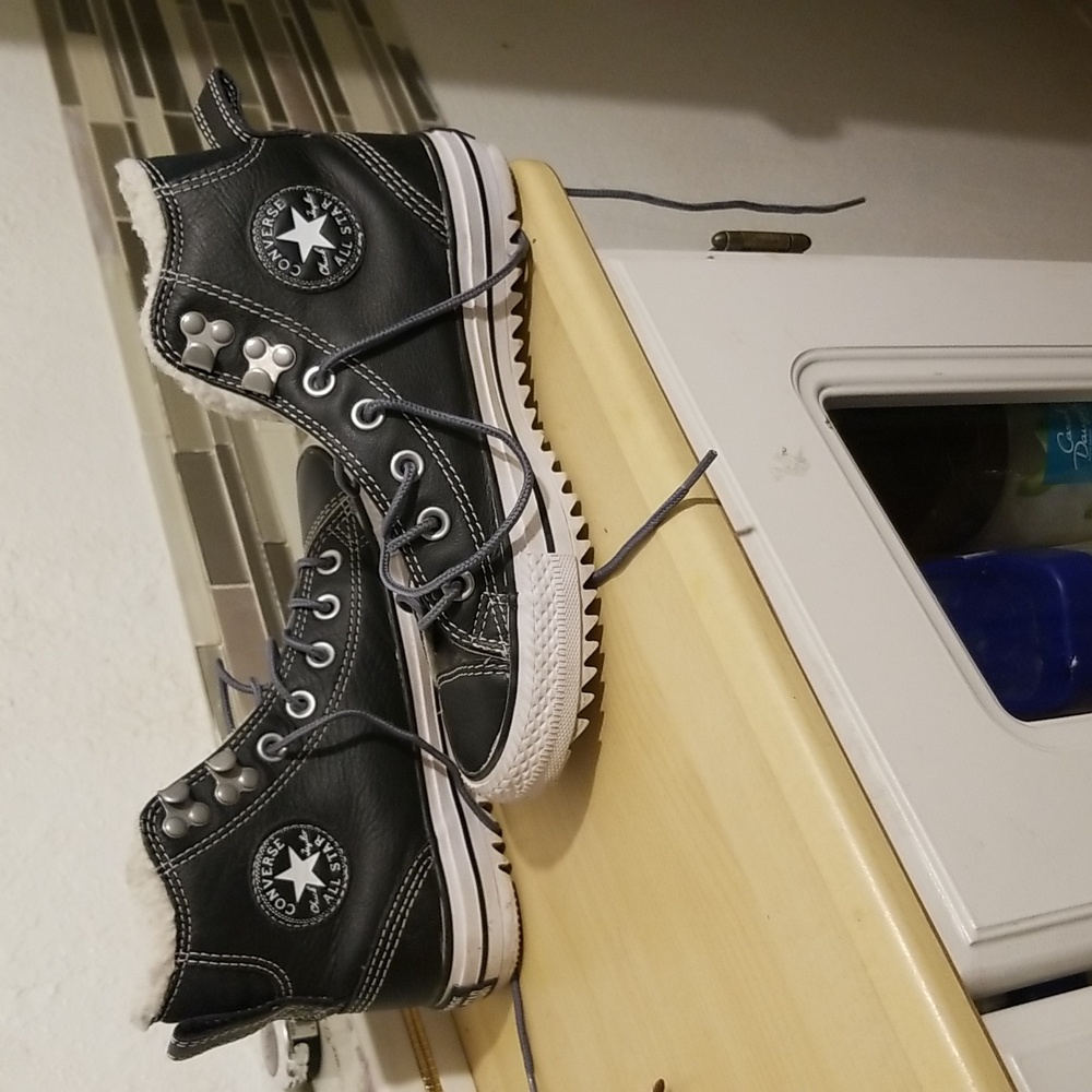 All leather high top converse shoes
